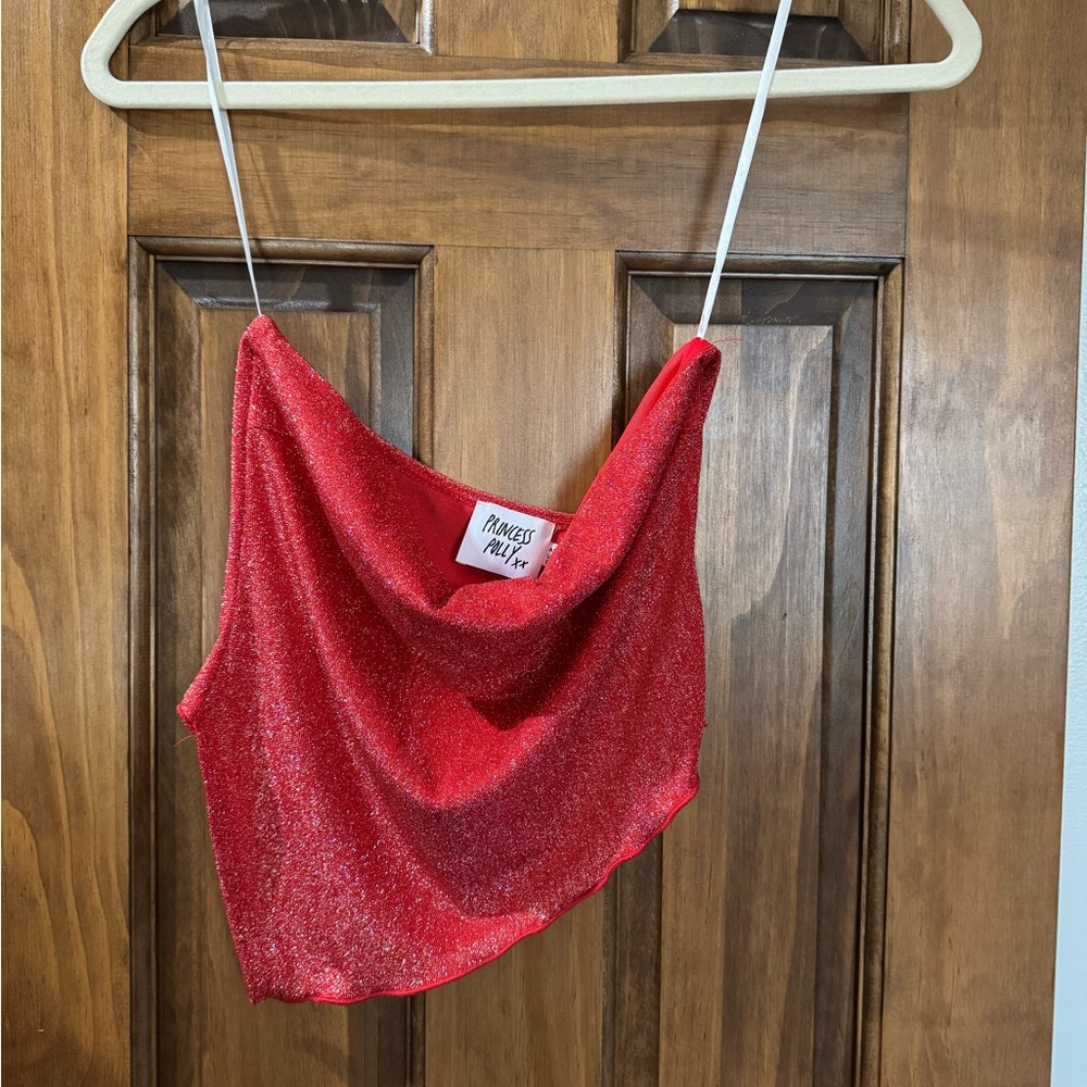 Red Sparkle Women's Strapless Top